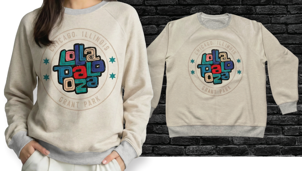Lollapalooza Gray Pearl Inside Out Sweatshirt #101